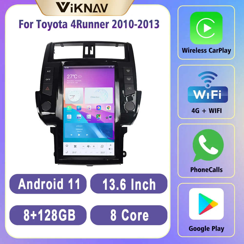 

13.6 Inch 8+128GB Android 11 Carplay Radio For Toyota 4Runner 2010-2013 Original Car Camera Rear View 4G Network Navigation GPS