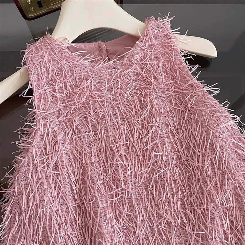 فساتين للفتيات باللون الوردي مع شراشيب، فستان أميرة، ملابس أطفال، زي حفلات، تنورة سهرة، ملابس كرنفال للأطفال من 3-8 سنوات، لأعياد الميلاد