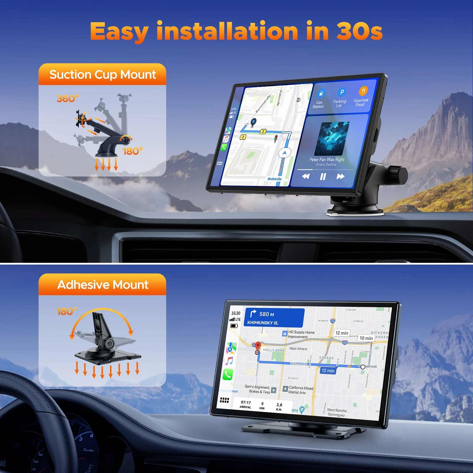 TOGUARD Carplay screen,9inch Wireless apple carplay Android