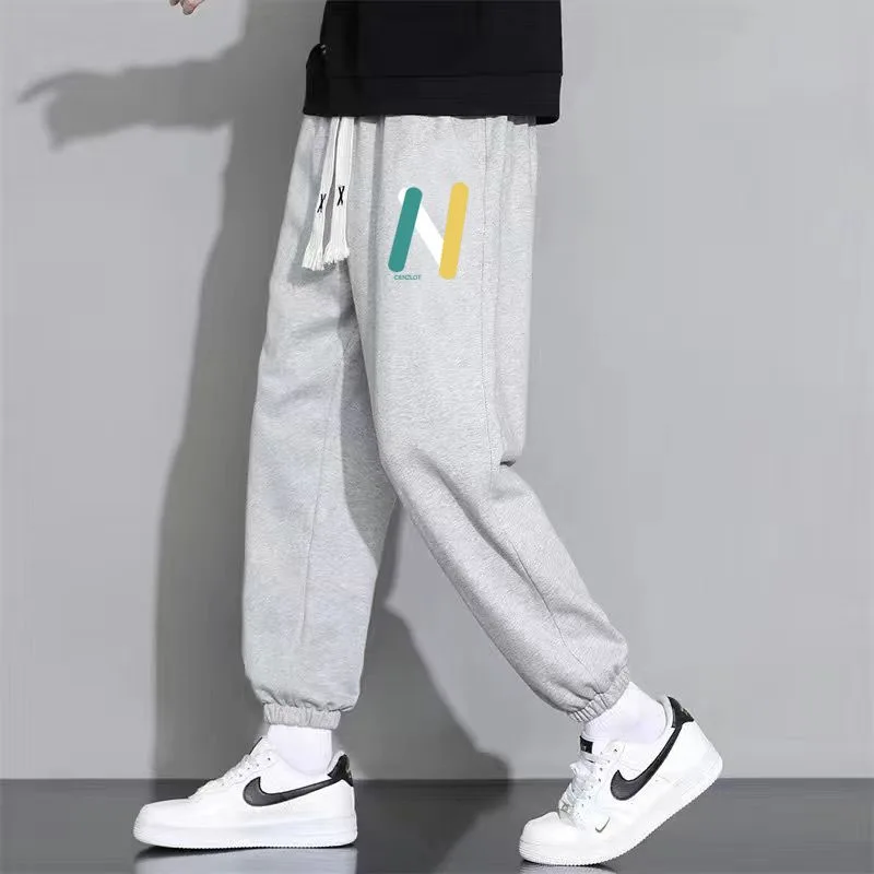 

2023 New Spring and Autumn Fashion Casual Versatile Trendy Loose Tie Feet Elastic Waist Large Size Temperament Men's Guard Pants