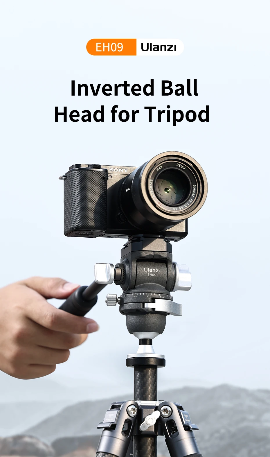 EH09 Inverted Ball Head for Tripod Arca-Swiss Compatible Support Vertical&Horizo