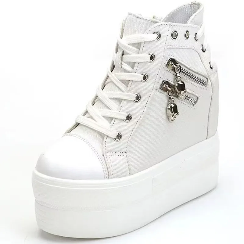 

New 2023 Women Wedge Casual Shoes Zipper Height Increasing Breathable Women Autumn Platform Sneakers Walking Flat Trainers Shoes