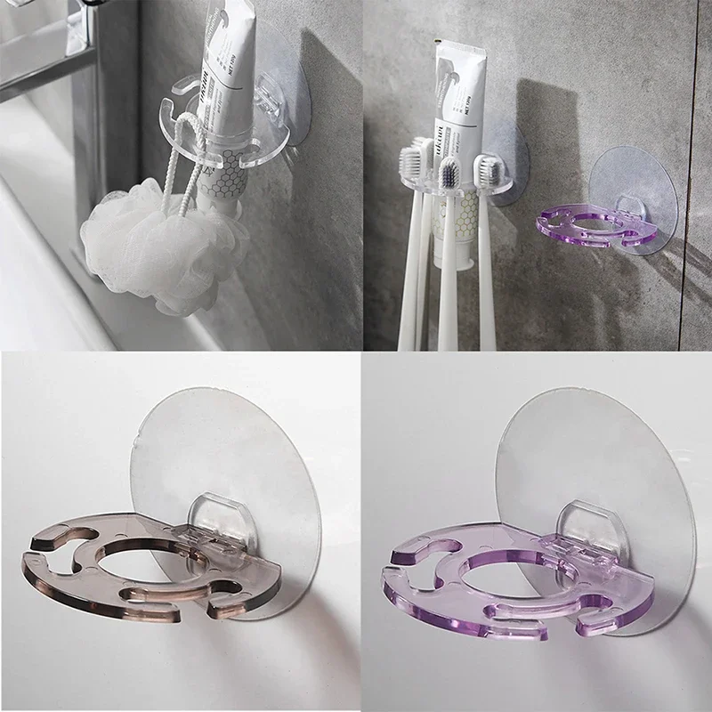 Toothbrush Holder Toothpaste Beard Shaver Storage Rack Bathroom Self-adhesive Wall Mount Wall Hanger Hook toothbrush holder wall mounted storage hook bathroom storage rack