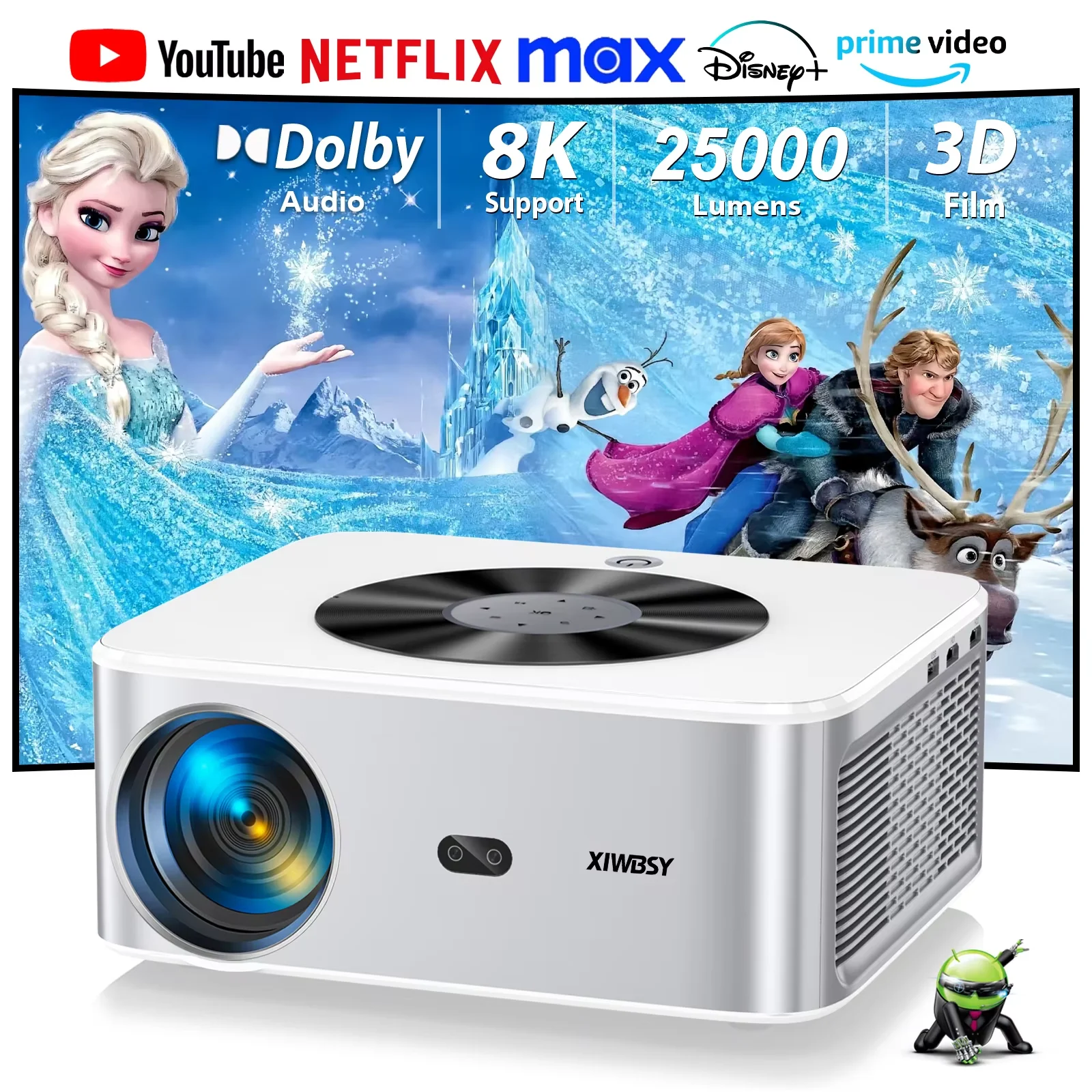 Mini Proiettore HY300Plus, 210 ANSI, Full HD 1080p, WiFi 6, Bluetooth, Messa A Fuoco Automatica, Nero - 2