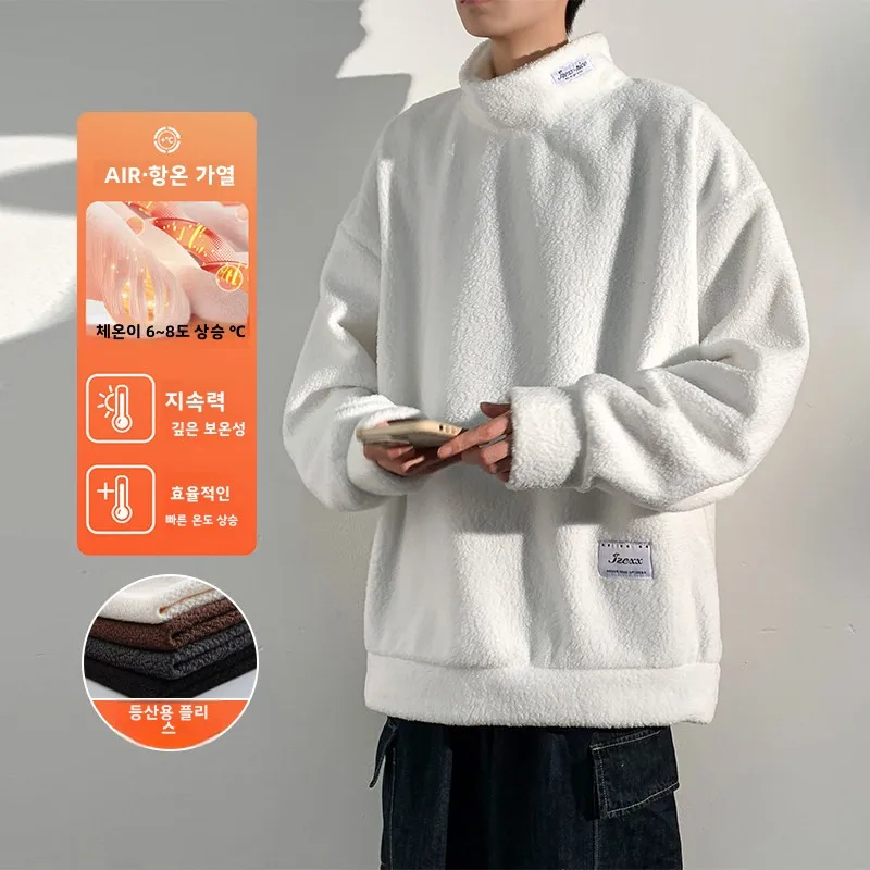 마르모트 플리스 안감 하이넥 스웨트셔츠 유니섹스 루즈핏 가을 겨울 아웃도어 의류 부드럽고 편안한 따뜻한 후드 재킷