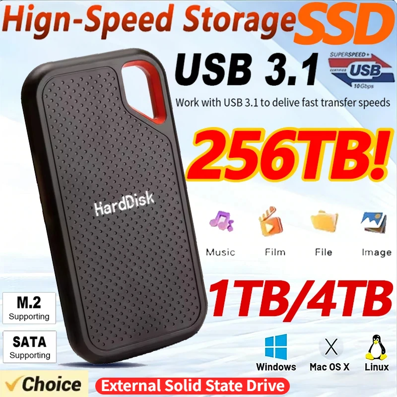 Disque dur externe Portable SSD 2 to 1 to disque SSD haute vitesse 128 to disque dur de masse USB3.2 pour ordinateur Portable/ordinateur de bureau/téléphone/MAC