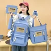 5-piece Free Pendants Large Capacity Backpack School Students College Style Korean Version Multi Piece Set Trendy Street Style 1