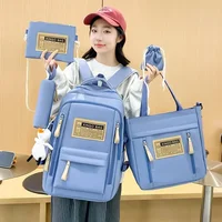 5-piece Free Pendants Large Capacity Backpack School Students College Style Korean Version Multi Piece Set Trendy Street Style 1
