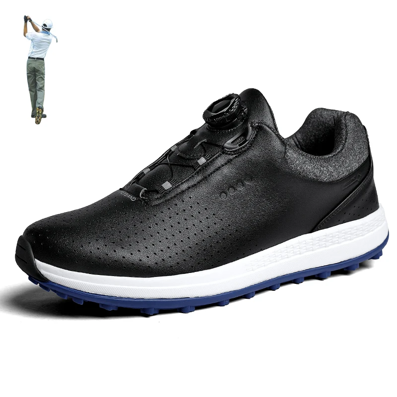 

Professional Men Leather Golf Shoes Quick Lacing Men Good Quality Golfer Training Sneakers Outdoor Golf Trainers