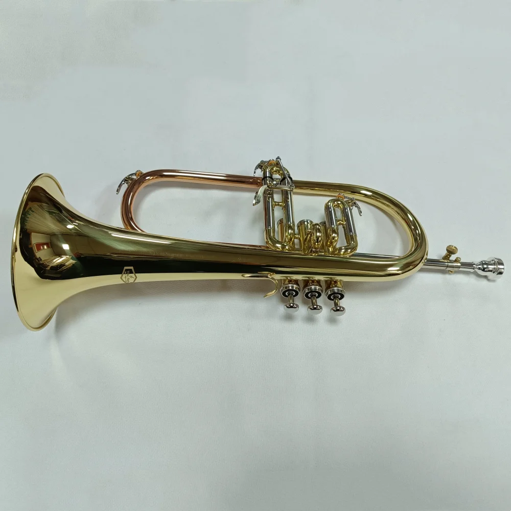 Brass body Gold lacquer Tone Bb Flugelhorn
