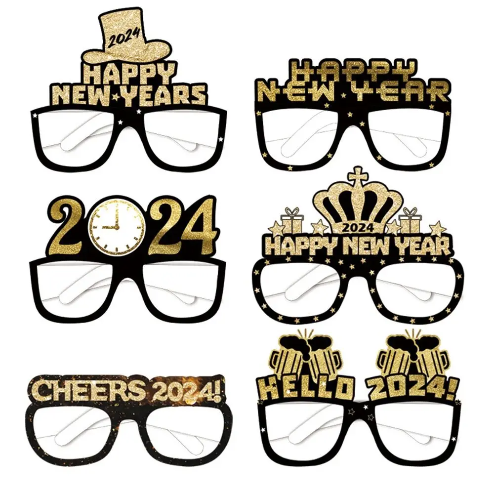

Очки с 3d-рисунком черного и золотого цвета с новым годом 2024