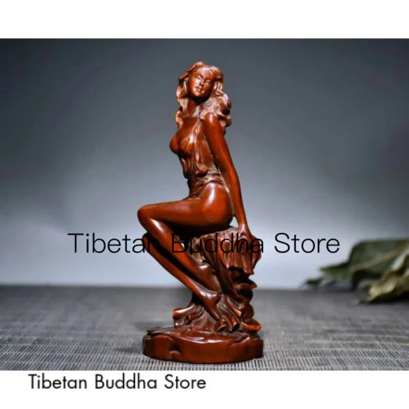 

5,1 дюймовая старинная китайская статуя из натурального бокса ручной резьбы по облысению