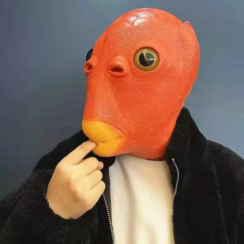Cosplay Green Fish Monster Mask with Hair - Cute and Funny Halloween Carnival Costume Accessory