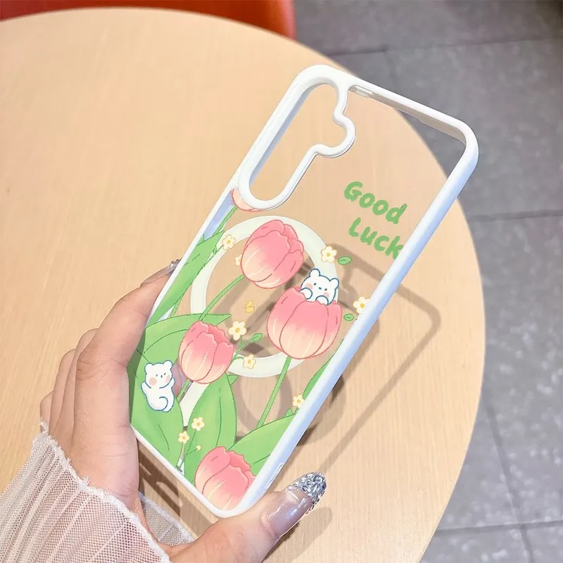 Shockproof Transparent MagSafe Magnetic Phone Case with TPU Border and PC Back Cover