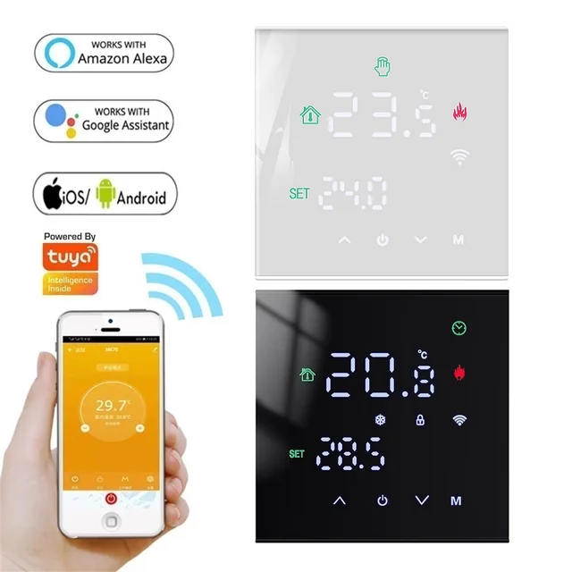 อุณหภูมิสมาร์ทรีโมทคอนโทรล M3H Tuya WiFi Thermostat 3A 16A จอแสดงผล LCD หน้าจอสัมผัสสําหรับน้ํา/ไฟฟ้า/หม้อต้มแก๊ส 1