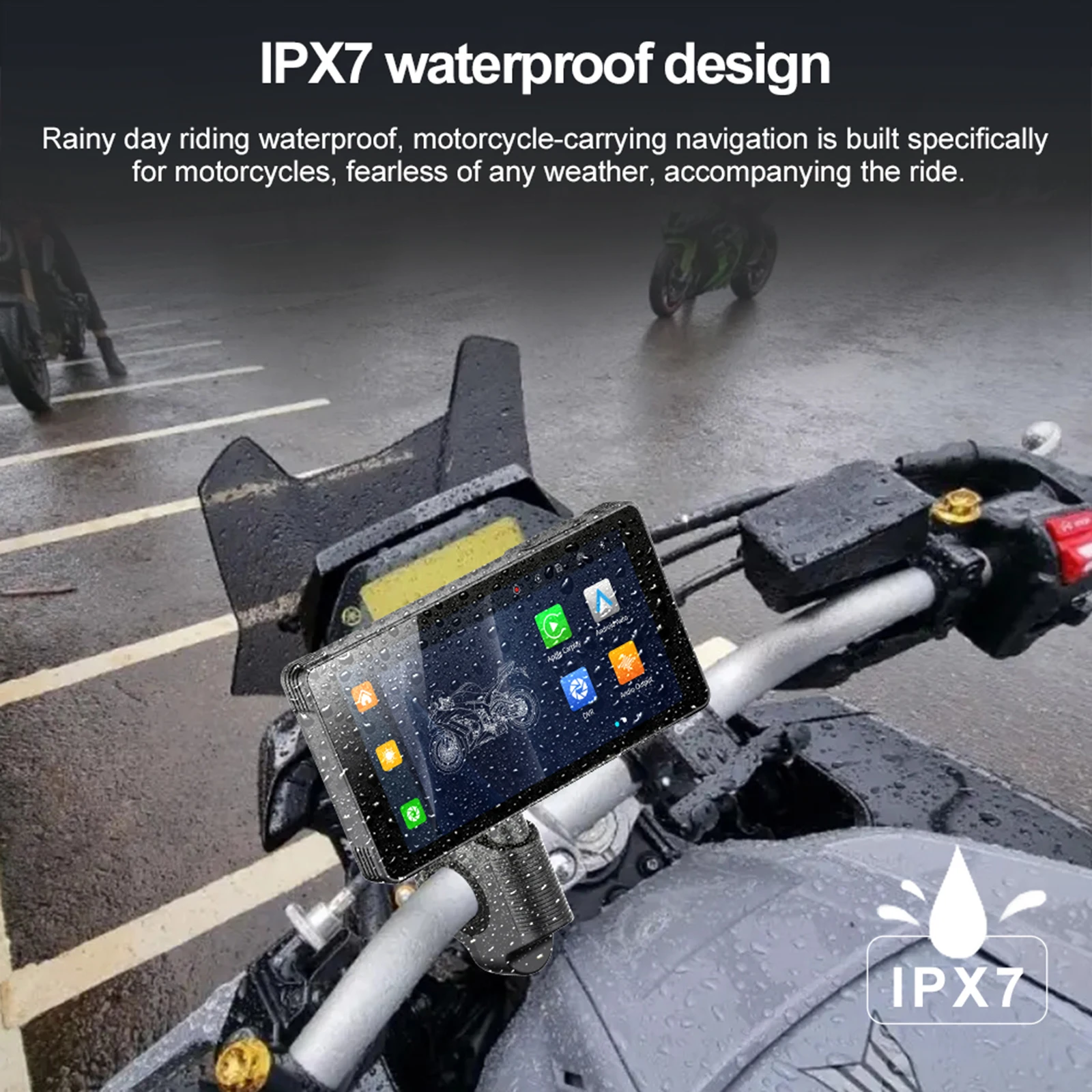 5.5 Inch Portable GPS Navigation Motorcycle Waterproof Carplay Display Motorcycle Wireless Android Auto IPX7 IPS Screen