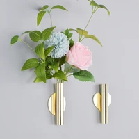 1Pcs Creative Rose Golden Stainless steel Vase Wall Holder Flowerpot Home Wedding Decoration For Livingroom Wall Mirror Vase - Image 5