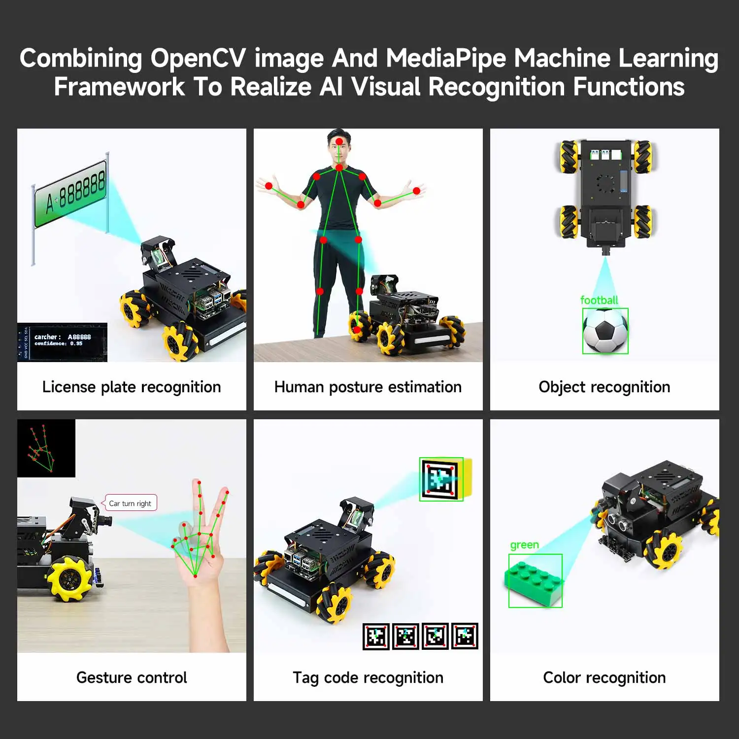 Yahboom 4WD Raspbot V2 AI Robot Car Kit Based on Raspberry Pi 5 for Beginners Educational Toy ROS2-Humble Python Programming Set 4