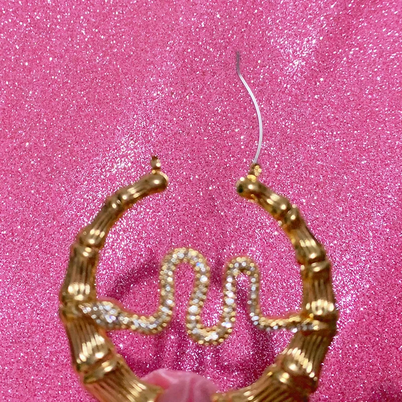 ★2022SS新作★MZUU★Silhouette Scribble Earrings Sterling Silver Art Deco Wire Hoop Earrings 33x31mm