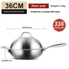 316 Stainless Steel Pot Uncoated Round Bottom Wok Concave Gas Stove Flat Bottom Induction Cooker Pot 2