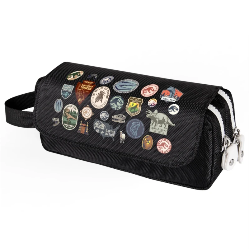 Jurassic World Dominion Pencil Case Cartoon Make Up Cosmetic Bag Boy Girl Student Stationery Multi-Function Flip Bags Gift