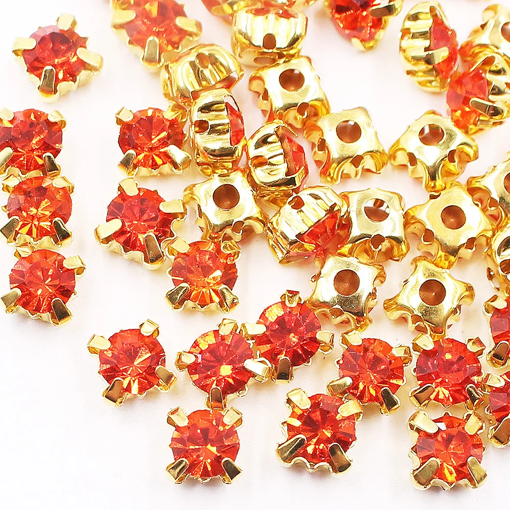 50 Stück-100 Stück Goldkrallenbasis zum Aufnähen von Strasssteinen, Kristallsteinen, Strass-Glasperlen, Nähen von Strasssteinen, Kleidung, Basteln, Edelsteine