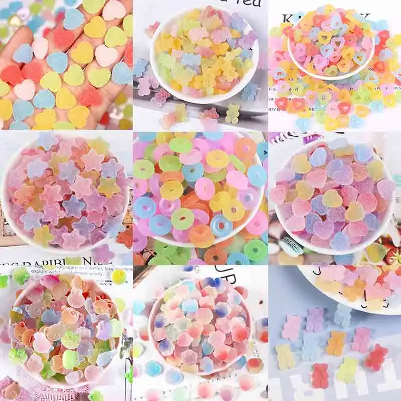 

Cute Five Pointed Star Heart Bear Flower Resin Crystal Aurora Rhinestones Soft Candy Design For Resin Nail Art Multi-Design