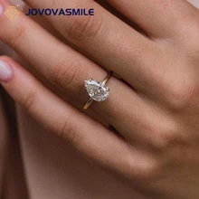 JOVOVASMILE 3CT Moissanite Ring For women 11X7mm Crushed Ice Hybrid Pear Cut Lab Diamond 18k gold Wedding Band Fashion Jewelry