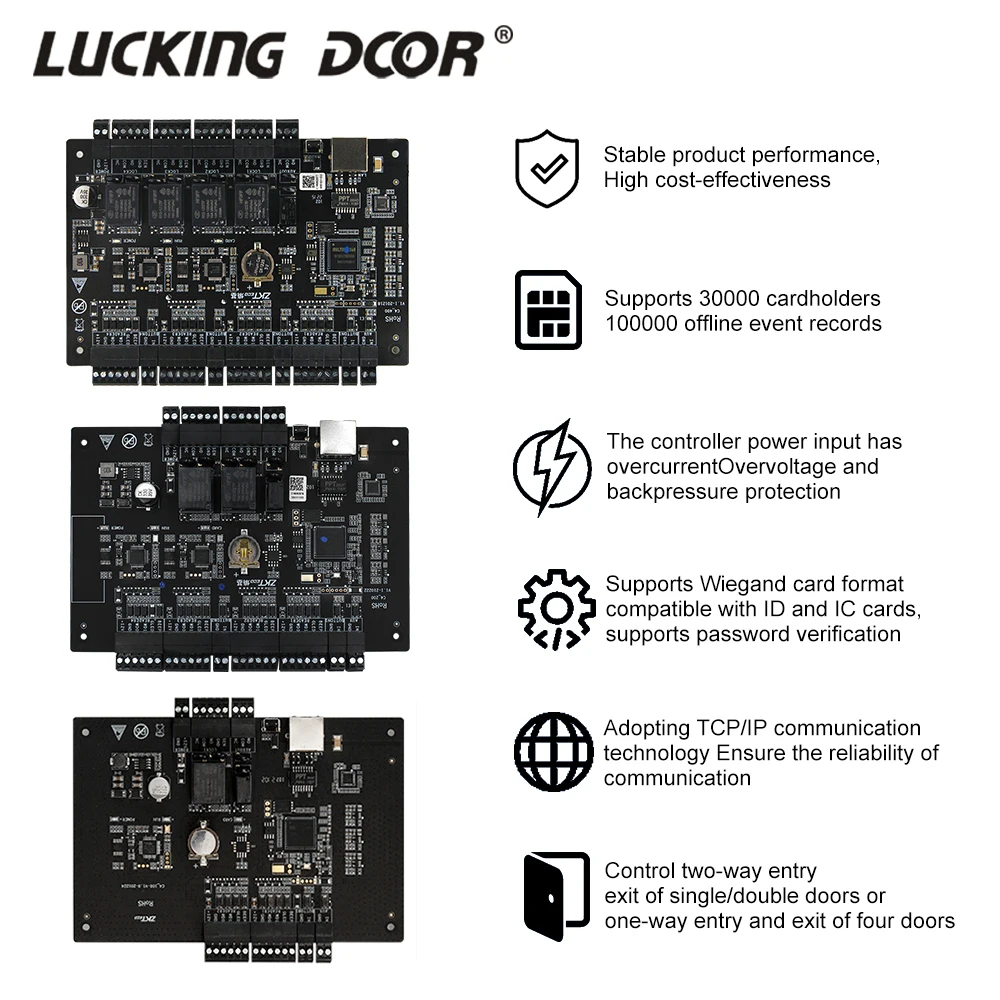ZKteco 4 Door Access Control System door access control switch wireless door opener sliding gate opener control board Access Controller Panel With TCP/IP C3 400 Four Doors Controler Board with Wiegand