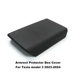 Enhanced Car Center Console Armrest Pad - Soft TPE Lid Cover Accessory (2024 MODEL 3 Black)