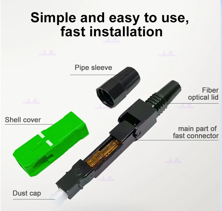 Fiber Optic Fast Connector SC-APC Fiber Optic Adapter Single Mode FTTH Field Assembly Fiber Quick Connector