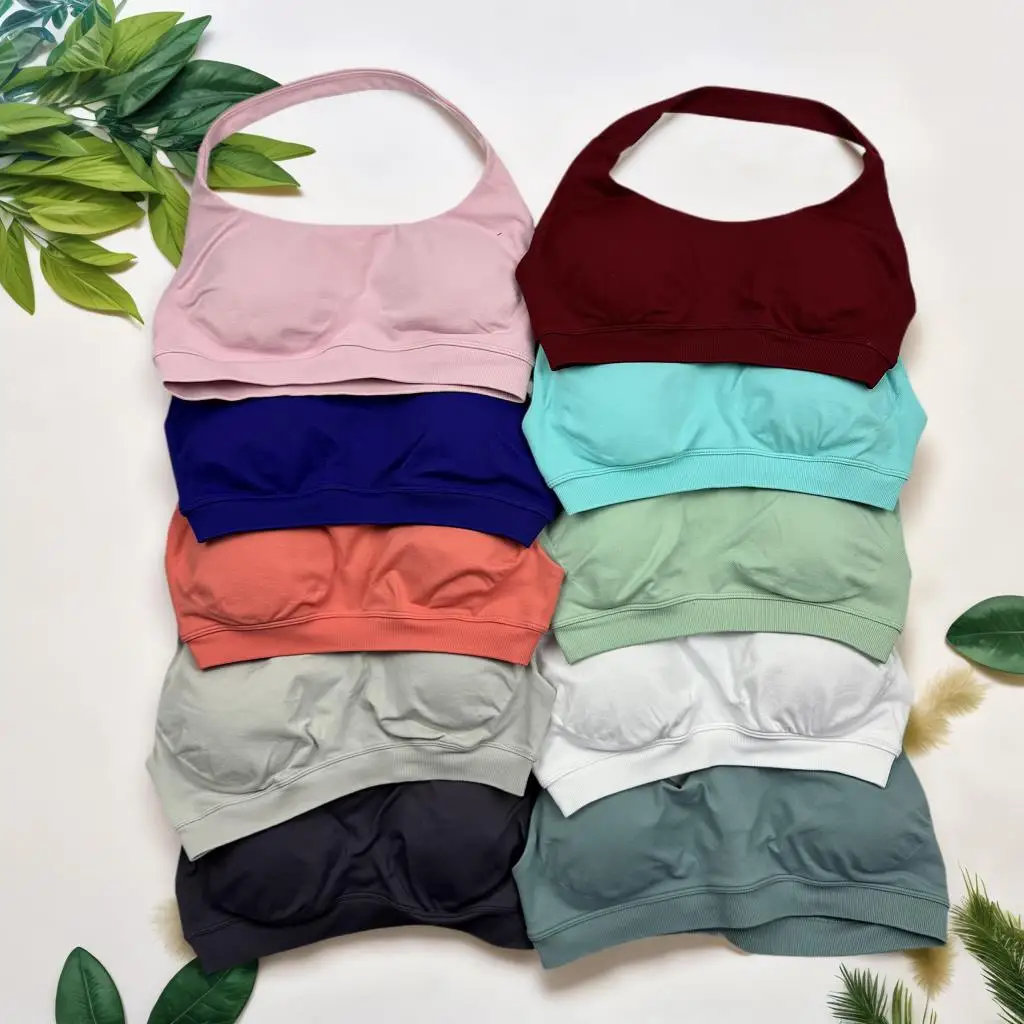 Sports Bra Women Seamless Halter Top High Support Push-up Open Back Gym wear Fitness Yoga Workout underwear