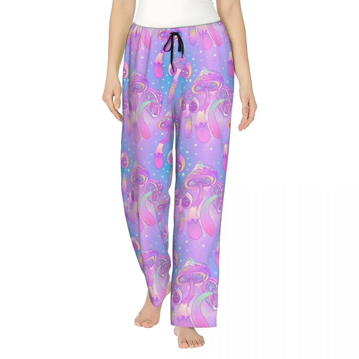 

Custom Print Women's Magic Mushroom Trippy Psychedelic Neon Pastel Goth Pajama Pants Sleep Sleepwear Bottoms with Pockets