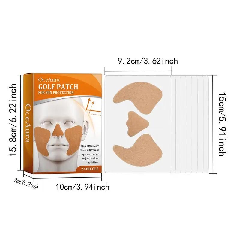 24PCS Sunscreen Stickers Cool Refreshing Golf Patch Face Golf Gel Facial Patches Nose Sun Protection SPF Face Stickers