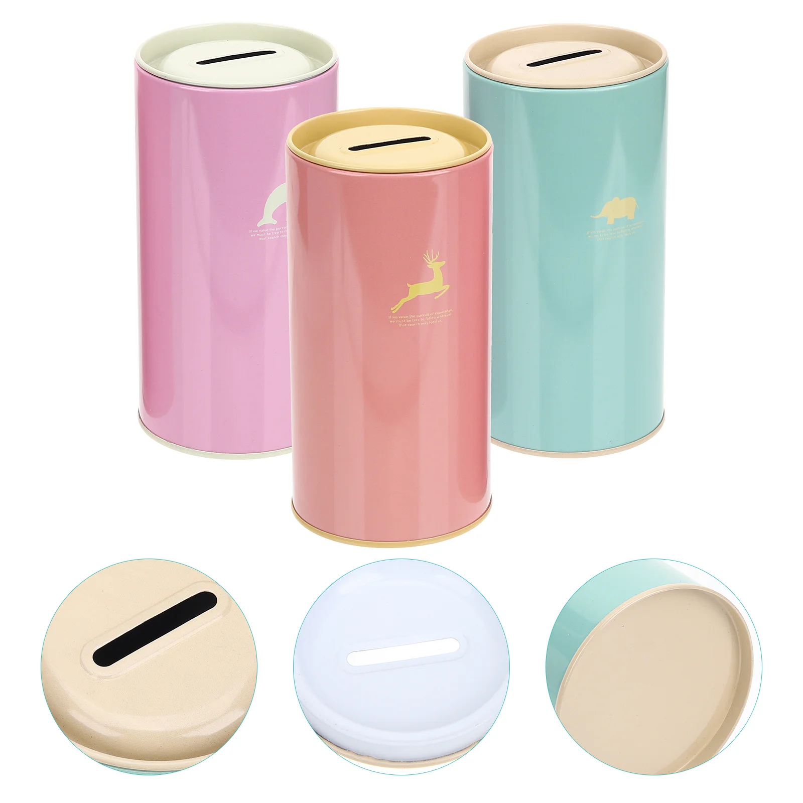 3 Pcs Cartoon Round Piggy Bank Child Girls Money Jar Challenge Desktop Coin Container 6