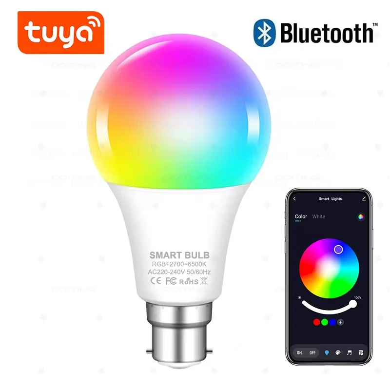 Colour Changing Light B22 Tuya Bluetooth APP Control 220V LED Bulbs Dimmable RGB White RGBCCT 16 Million Smart Life UK Britain
