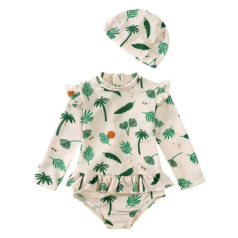 Summer Baby Boys Girls Swimwears Bikini One Piece Set Brand Kids Beautiful Floral Toddler Swimming Suits Sunbeach Swimsuit