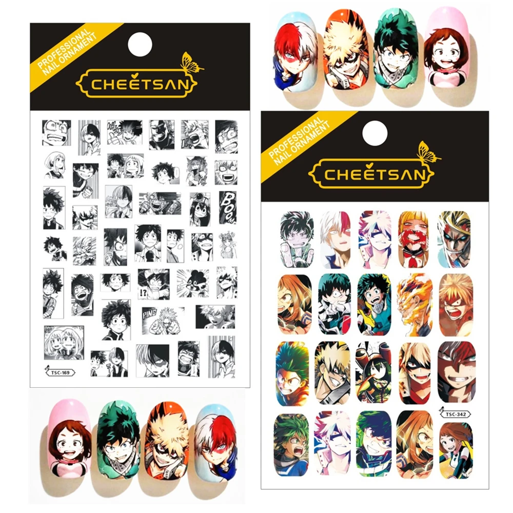 

My Hero Academia Designs TSC-167-188-147 3d Nail Art Sticker Slider Stamp Decor For Nails Accessories For Professionals