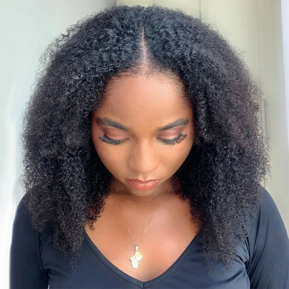 프리미엄 10A 심리스 V파트 가발 3 in 1 하프 가발 곱슬머리 스파이럴 엔드 인모 인비저블 웨프트 드로스트링 가발캡