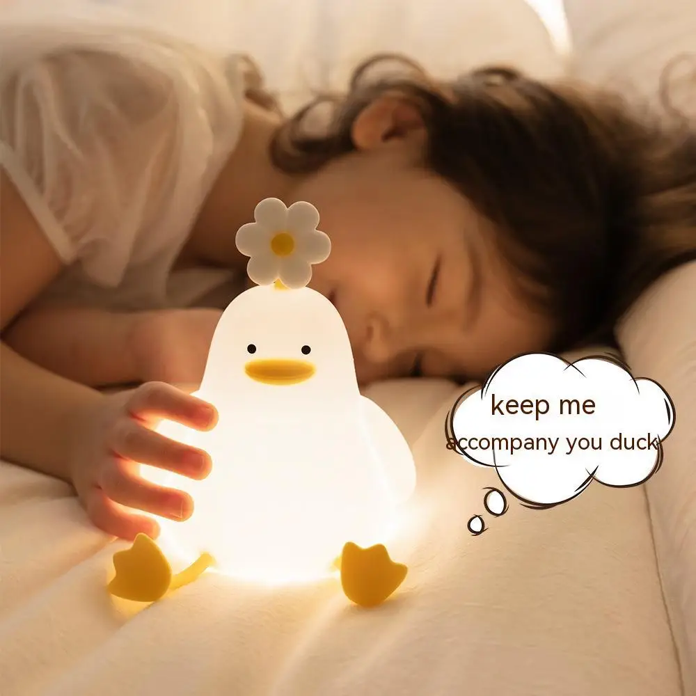 

Cute Duck Led Night Light USB Rechargeable Nightlights Silicone Lamp Touch Switch Children Kid Bedroom Decoration