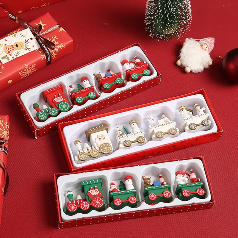Christmas Decoration Cute Wooden Train Cake Decoration Baking Topper Small Train Ornaments Christmas Dessert Cake Party Ornament - Image 5