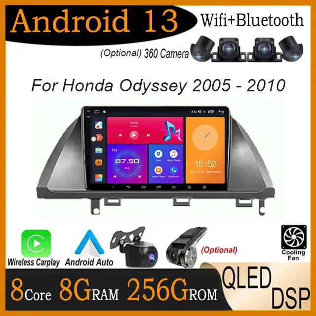 Dsp Ips Android 12 For Honda Odyssey 2005 2010 10 Inch Screen Car