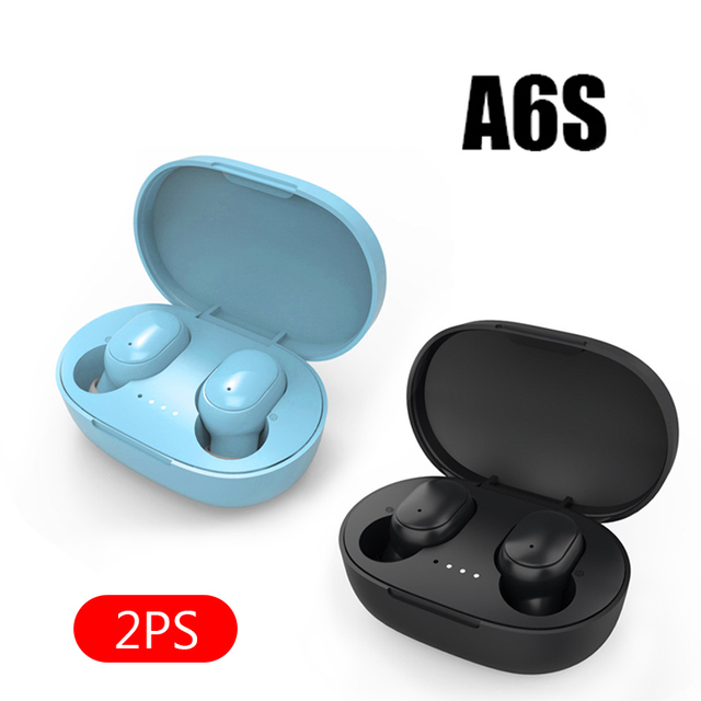 A6S Smart Digital Display Bluetooth Headset Wireless Mini HIFI Headset Stereo in-Ear Sports Earphone with Mic & Charging Box