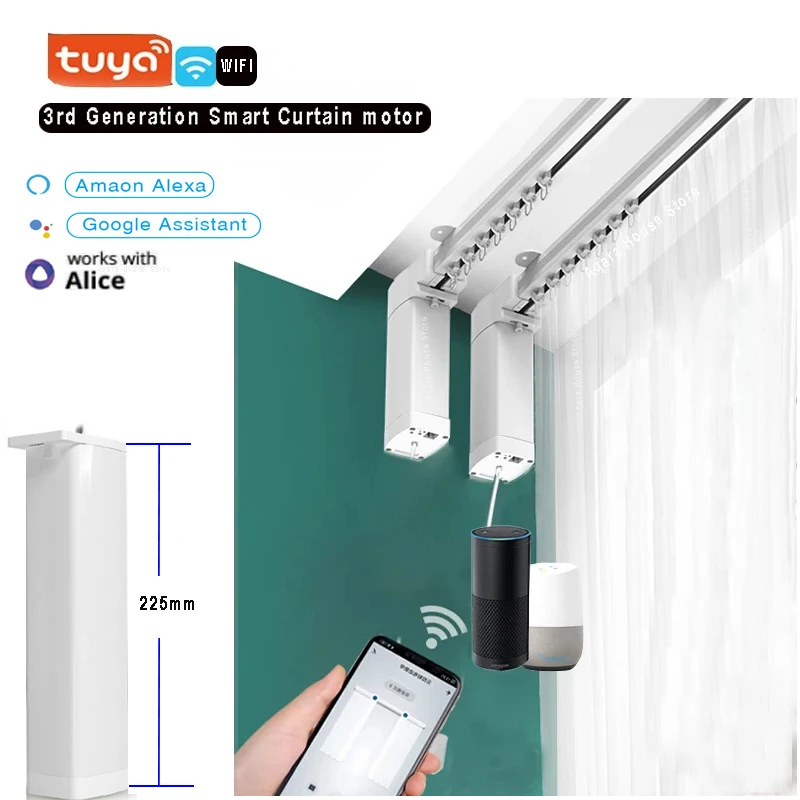 3rd Generation Shorter tuya wifi Electric Smart curtain Motor Motorized
