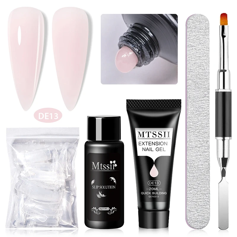 Mtssii 20ml Extension Nail Gel Set Full Manicure Kit Nude Pnk White Quick Extension Nails Building Fingertips Tools Set 2