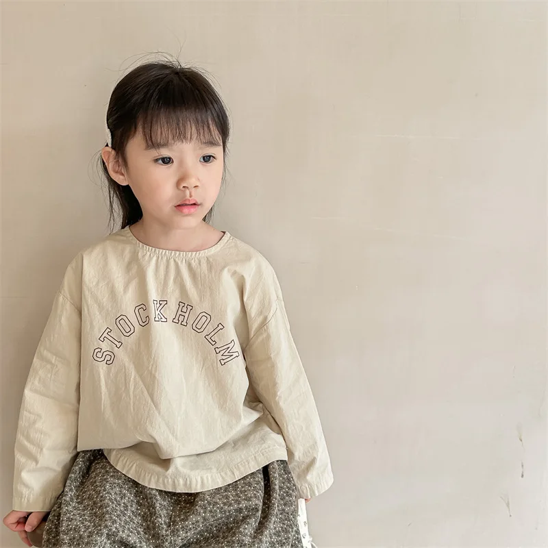 

Детская футболка с длинным рукавом, с буквенным принтом