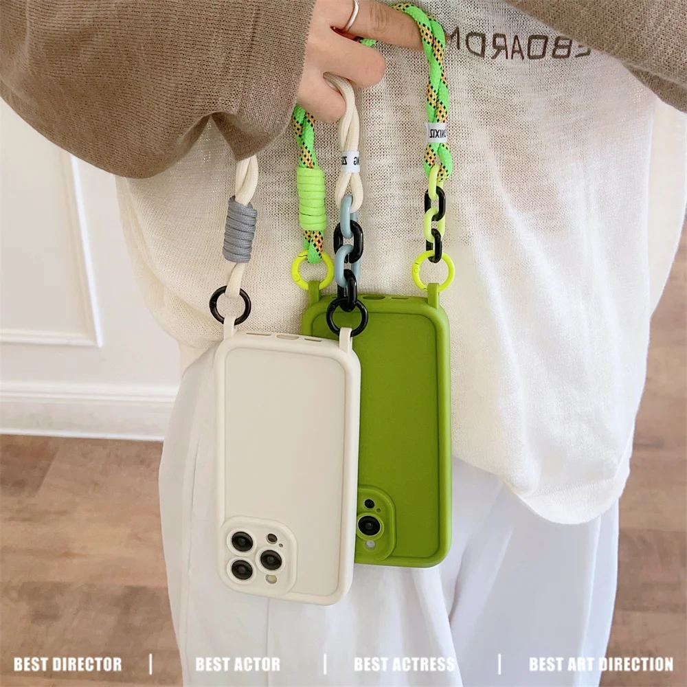 Vibrant Silicone Phone Case with Wrist Strap Lanyard – Protective Cover