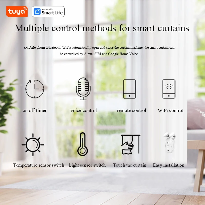 1pc/2pcs Tuya Smart Curtain Robot, Roman Rod Track, APP Control,Single/Double (Works With Tuya Gateway For Remote Control）