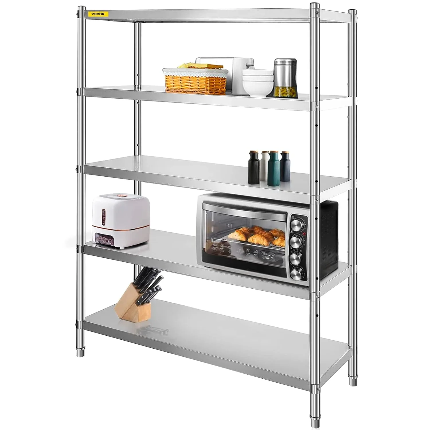 

Stainless Steel Shelves 48x18.5 Inch 5 Tier Adjustable Shelf Storage Unit Stainless Steel Rack Shelving Heavy Duty Shelving