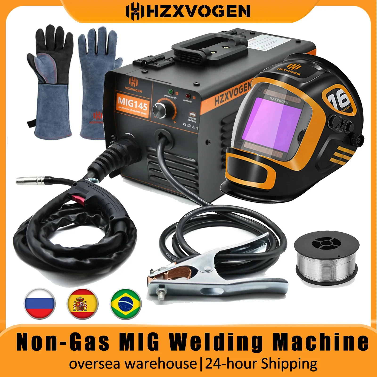HZXVOGEN MIG145 Non Gas Semi-automatic Welding Machine 110V/220V Inverter IGBT For Gas Free Home Portable MIG welder welding welders
